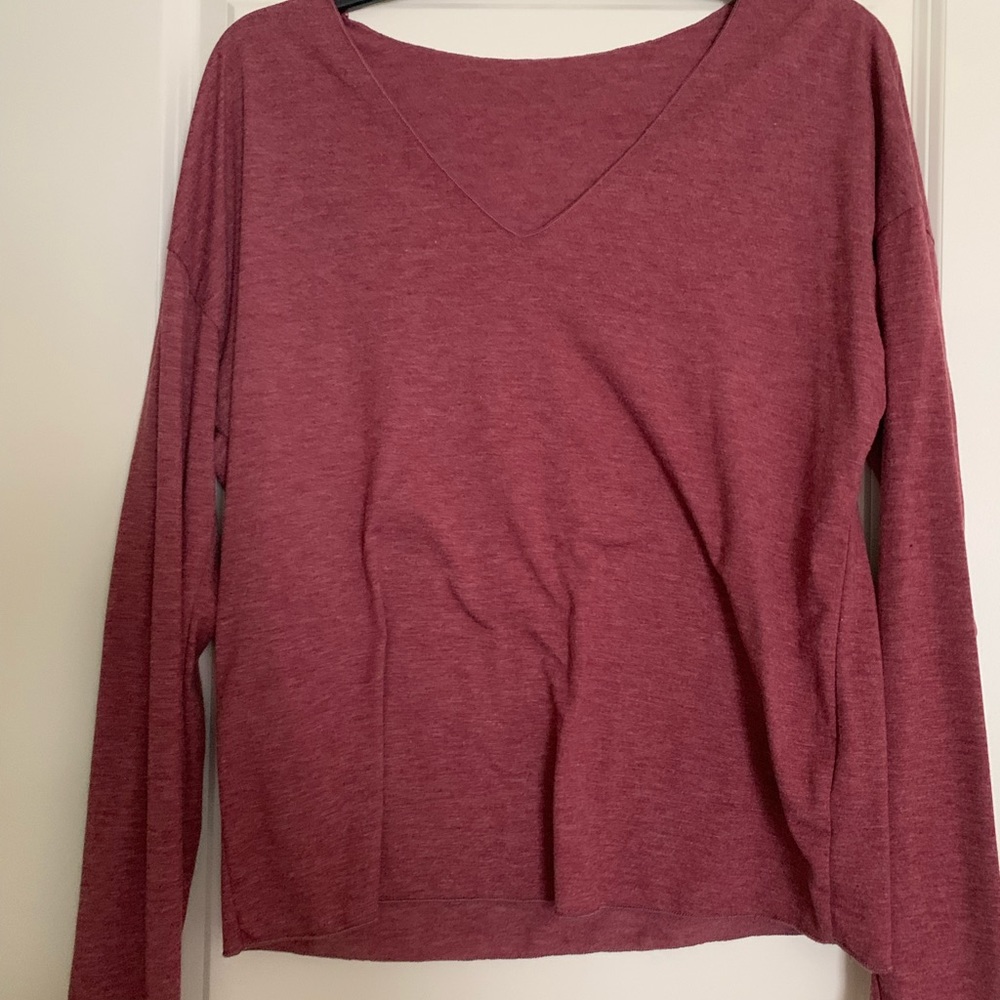 SHEIN long sleeve pink top, cotton, v neck, size m